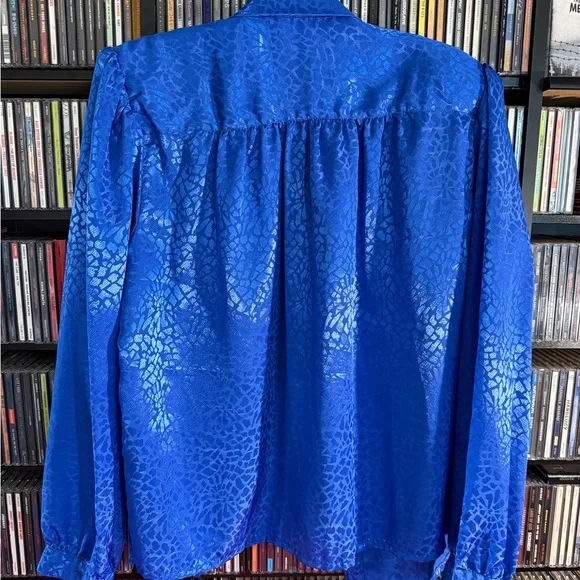 Josephine Royal Blue Blouse with Bow Accent - Picture 6 of 6